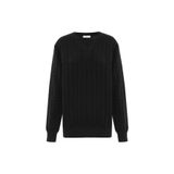 Peraluna ZACHA 'V Neck' NECK PULLOVER Üç Boyut Çizgili Mevsimlik Erkek Triko Kazak - Gri