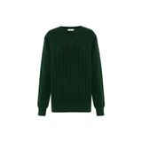 Peraluna ZACHA 'V Neck' NECK PULLOVER Üç Boyut Çizgili Mevsimlik Erkek Triko Kazak - Yeşil