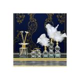 Peramari Dekoratif Kristal 10 Parça Üçlü Elma-Üçlü Tüy-Koku Şişesi Beyaz-Gold Beyaz 30 x 22