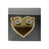 Peramari Dekoratif Kristal Cam Ayna Kalp Sunum Tepsisi Gold Gold 28 x 30