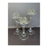 Peramari Dekoratif Kristal Cam Lotus Üçlü Mumluk Gold Gold 28 x 13