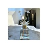 Peramari Dekoratif Kristal Cam Oda Koku Şişesi Şeffaf Sade- Gold Beyaz 20 x 7