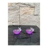 Peramari Dekoratif Kristal Cam Renkli Kuşlu İkili Sunumluk Lila Lila 6 x 18