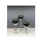 Peramari Dekoratif Kristal Cam Üçlü Top Şamdan Füme
