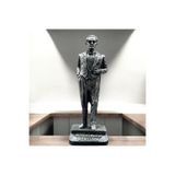 Peramari Dekoratif Polyester Atatürk Heykeli | 20 cm | Gümüş Eskitme | Masa Üstü ve Vitrin Biblosu | Gri 20 x 7
