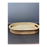 Peramari Dekoratif Polyester Hasır Tepsi Krem Gold Krem Gold 26 x 32