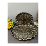 Peramari Dekoratif Polyester İkili İstiridye Tepsi Sunumluk Gold Siyah Eskitme Gold Siyah Eskitme 28 x 24