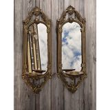 Peramari Dekoratif Polyester Ikili Niş Dikdörtgen Aynalı Mumluk Takımı Gold Sade - Altın - 63x30 cm