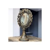 Peramari Dekoratif Polyester Kuşlu Ayaklı Makyaj Aynası Gold Eskitme 32X16X10 cm - 18 x 32 - Sarı