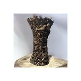 Peramari Dekoratif Polyester Kuşlu Dik Vazo Gold Eskitme 25 cm