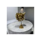 Peramari Dekoratif Polyester Tekli Dik Gül Çiçek Gold Sade Sarı 31 x 25