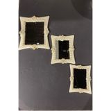 Peramari Dekoratif Polyester Üçlü Kare Ayna Takımı Krem Eskitme Krem Eskitme