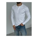 perasttesktil Erkek Önü Düğmeli Bisiklet Yaka Sweatshirt