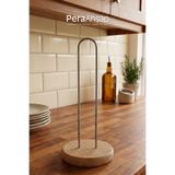 PeraWooden Pera Wooden Arc Kağıt Havluluk Kayın Tabanlı Metal Peçetelik Standı 12 cm