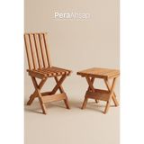 PeraWooden Pera Wooden Fold Katlanabilir Kayın Ahşap Bahçe ve Kamp Sandalyesi Tabure Sehpa