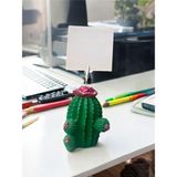 Perazayn Koyu Pembe Çiçek Desenli Kaktüs Obje Fotoğraf Not Tutucu Ofis Masası Tutacak Hediyelike