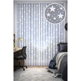 Perde Deposu Yıldız Desenli 1-2 Seyrek Pileli Kırık Beyaz 160x250 cm Tül Perde