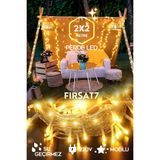 Perde LED 2x2 Metre 8 Fonksiyonlu Perde LED Işık Saçak LED 300 Ledli Yılbaşı Işığı Süsü Fişli LED - Gün Işığı