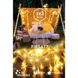 Perde LED 3x3 Metre 8 Fonksiyonlu Perde LED Işık Saçak LED Işık 300 LED Yılbaşı Işığı Süsü Fişli LED - Gün Işığı