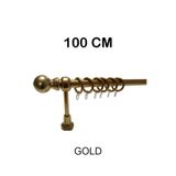 PERDE Mix 100 Cm Gold Metal Borulu Ahşap Ayak Ve Başlıklı Rustik Perde Askısı 25 Mm Boru Caçpı