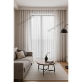 Perde Pendik Belenay Tül Ekru Kırık Beyaz Sık Pile Saçak Puf Püsküllü Zikzak Desenli Dalgalı,Kırık 550 X 240