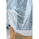 Perde Pendik Büyük Yıldızlı Mavi Pilesiz Ekstraforlu Düz Dikim Tül Perde,Mavi 280 X 260