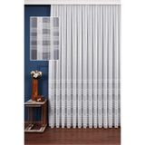 Perde Pendik Keten Eteği Şeritli Tül Çizgili Düz Salon Tülü Sık Pile,Kırık Beyaz 650 X 260