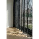Perde Pendik Siyah Lüx File Tül Ekstraforlu Kornişli Rustik Dikim Pilesiz,Siyah 350 X 200