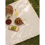 Perde Plus Fırfır Detaylı Pamuklu Piknik Örtüsü / Masa Örtüsü - Bej - Ekru - 120 x 180 cm
