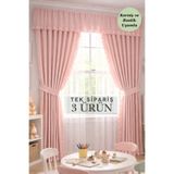 perde plus Fırfırlı Perde Takımı – 3’lü Set, Rustik & Korniş Uyumlu Kız Çocuk Odası Fon, Mutfak Fon, Salon Fon