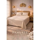 Perde Plus Yatak Örtüsü Düz Sade Pamuklu Keten Bej - 220 x 240 cm