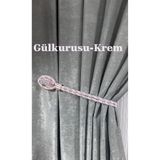Perde Toplayıcı Mıknatıslı Lüx Taşlı Magnet Perde Aksesuarı 1 Adet Perde Tutucu Gülkurusu-Krem