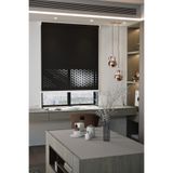 Perdea Lazer Kesim Mat Stor Perde, Lazer Kesimli Modern Serisi, M-1008 Siyah Renk,215 x 200