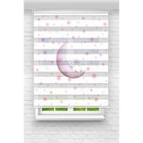 Perdecizade (ENXBOY)PEMBE AY DİJİTAL BASKILI ZEBRA PERDE-COCUK ODASI-STOR PERDE