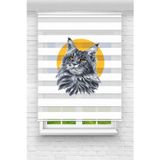 Perdecizade Kedi Dijital Baskılı Zebra Perde-Cocuk Odası-Stor Perde