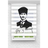 Perdecizade Mustafa Kemal Atatürk Dijital Baskılı Zebra Perde-Cocuk Odası-Stor Perde
