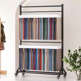Perdeler ve Eşarplar için 2 Katmanlı Metal Teşhir Standı, Ev ve Ticari Kullanım için Tekstil Rulo Düzenleyici, Sağlam Depolama Çözümü, 120 x 45 x 205 cm