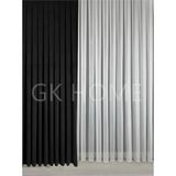 Perdenin Adresi Simli Bambu Düz Tül Perde Kırışmaz Salon Tülü 1/3 Sık Pile Düz Tül, Bambu - Kırık Beyaz - 300 x 240
