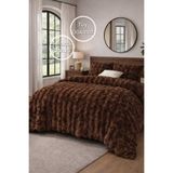 PEREN HOME Premium Tavşan Tüyü Peluş Çift Kişilik Yatak Örtüsü Seti Kaverengi 240x220cm + 2 Adet Yastık Kılıfı