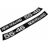 Peren Traktör New Holland 55-46 Yan Yazı Takımı Kaporta Etiketi Siyah Sağ - Sol Kaput Sticker Seti