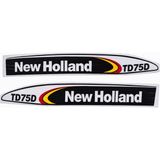 Peren Traktör New Holland TD75D Yan Yazı Takımı Siyah Tip Kaporta Etiketi Sağ - Sol Kaput Sticker Seti