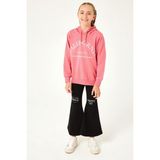 Perendi California Baskı Detaylı Kapüşonlu Kız Çocuk Sweatshirt Gül Kurusu - 10 - 11 Yaş