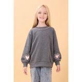 Perendi Kız Çocuk Antrasit Baskılı Mevsimlik Sweatshirt Bisiklet Yaka Standart Cep Özelliği - 9 - 10 Yaş