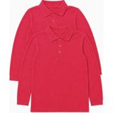 Perendi Unisex Çocuk 2'li Uzun Kollu Polo Yaka Okul Tişörtü - 9 - 10 Yaş - Nar Çiçeği