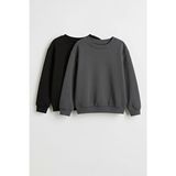 Perendi Unisex Çocuk Siyah & Antrasit 2'li Basic Sweatshirt Seti Uzun Kollu Rahat Tasarım