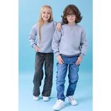 Perendi Unisex Gri Basic Bisiklet Yaka Kışlık Sweatshirt Uzun Kollu Şardonlu Tasarım - 5
