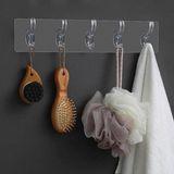 Perfect Shop Şeffaf Yapışkanlı 5'li Askı Plastik Malzemeden Üretilmiş Şık ve Pratik Banyo Aksesuarı