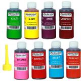 Perfection Chef 8'li Sıvı Su Bazlı Likit Gıda Boyası Bordo Pembe Turuncu Sarı Kırmızı Mavi Yeşil Mor 8 x 100 gr . - 800 gr