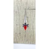 Perforje Metal Cam Gaz Lambası Kandil, Kırmızı Antik Asma Tavan Aydınlatması, Otantik Eskitme Tasarım, 45x17 cm