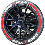 Performance Stickers Good Year + Kuyruk Lastik Yazısı 8adet Araç Lastik Stickeri Büyük Boy Tüm Lastik Yanaklarına Uyumlu - 1 m - Beyaz